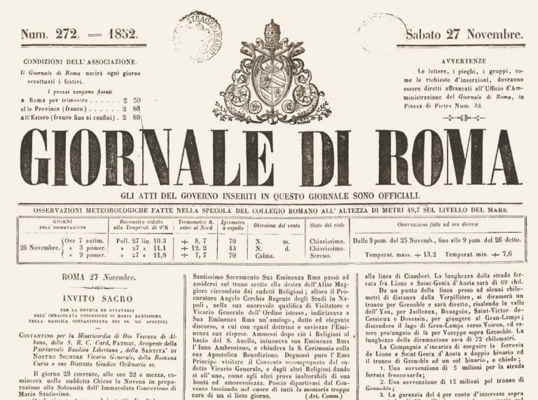 Giornale di Roma. 27 novembre 1852