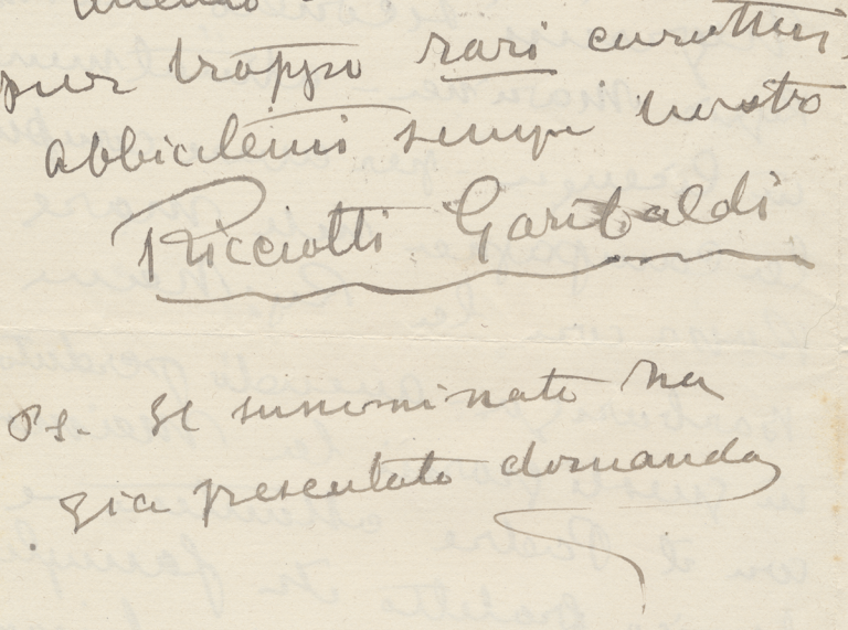 Lettera di Ricciotti Garibaldi all’Ammiraglio A. Aubry