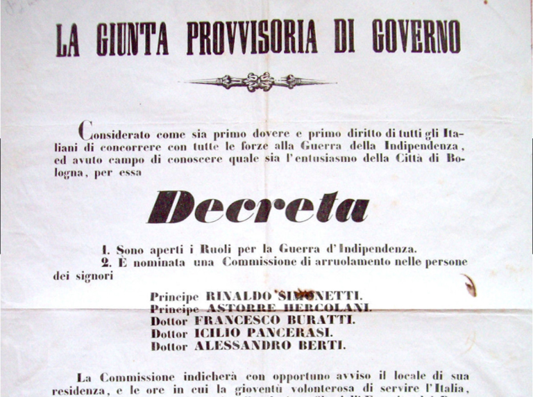 Bologna, chiamata alle armi, 15 giugno 1859