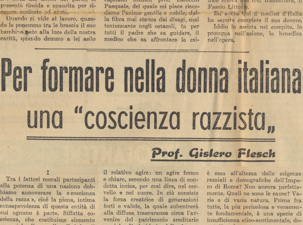 Per formare nella donna italiana una “coscienza razzista”