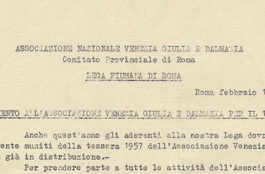 Lega Fiumana. D’Ancona. 1957