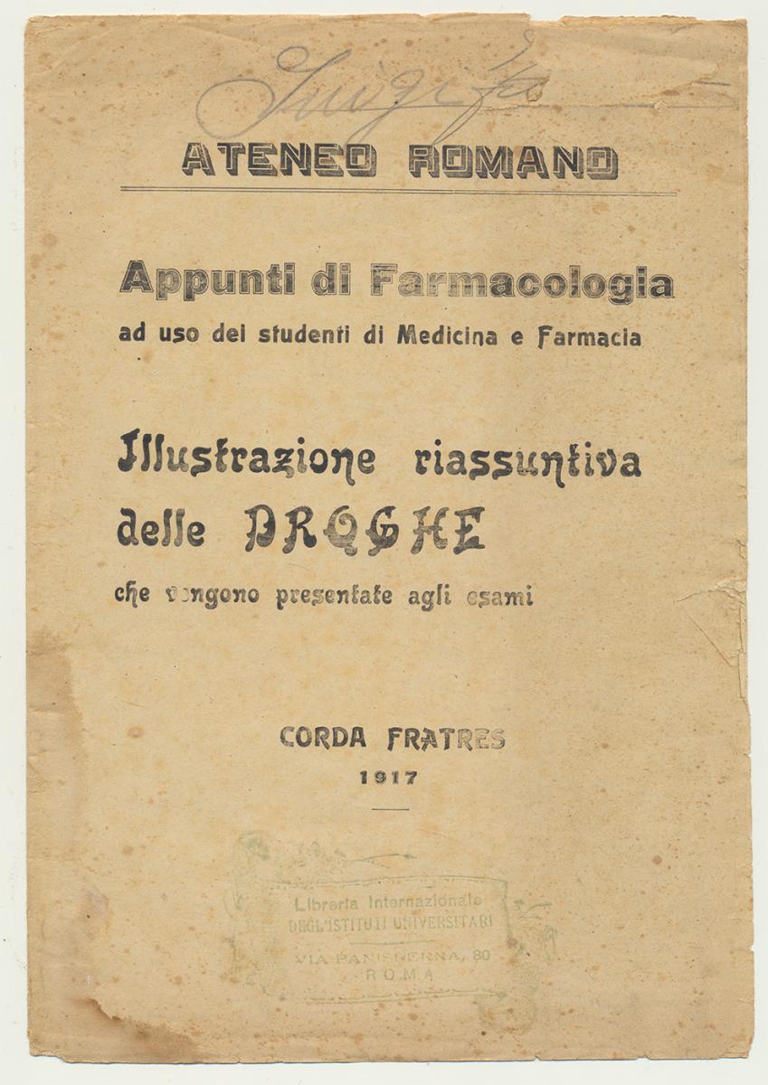Luigi Marziani. Appunti di farmacologia, 1917