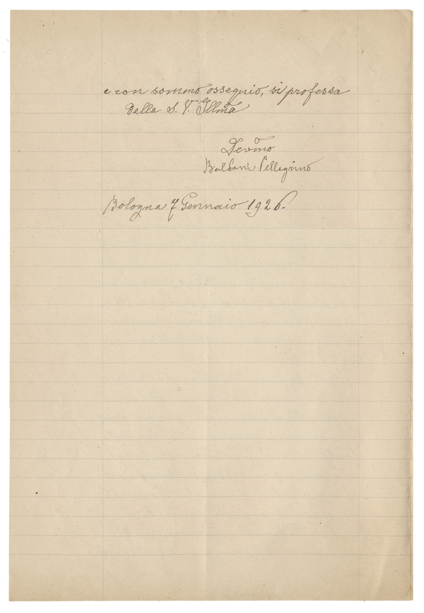 Baldani Pellegrino, lettera, 1926 b