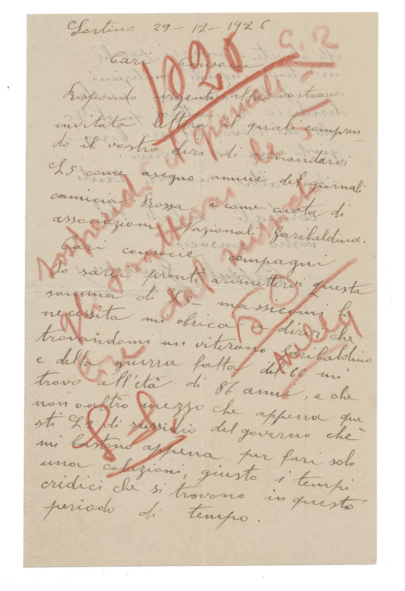 Cappello Giovanni, lettera, 1926