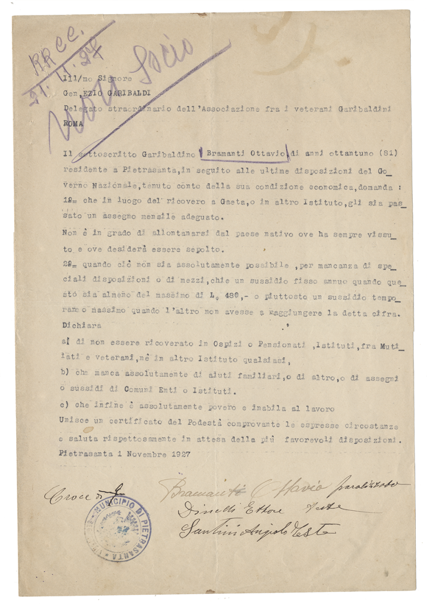 Bramanti Ottavio, lettera, 1927 a