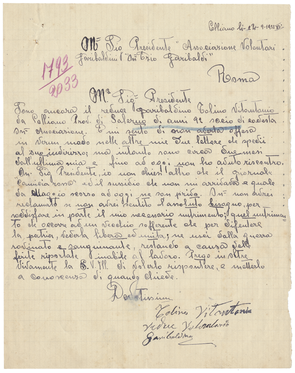 1933-9-24, Tolino Vito Antonio, lettera