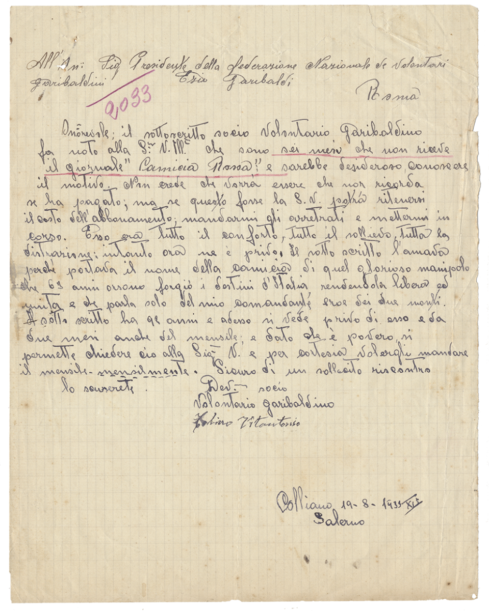 1934-8-19 Tolino Vito Antonio, lettera