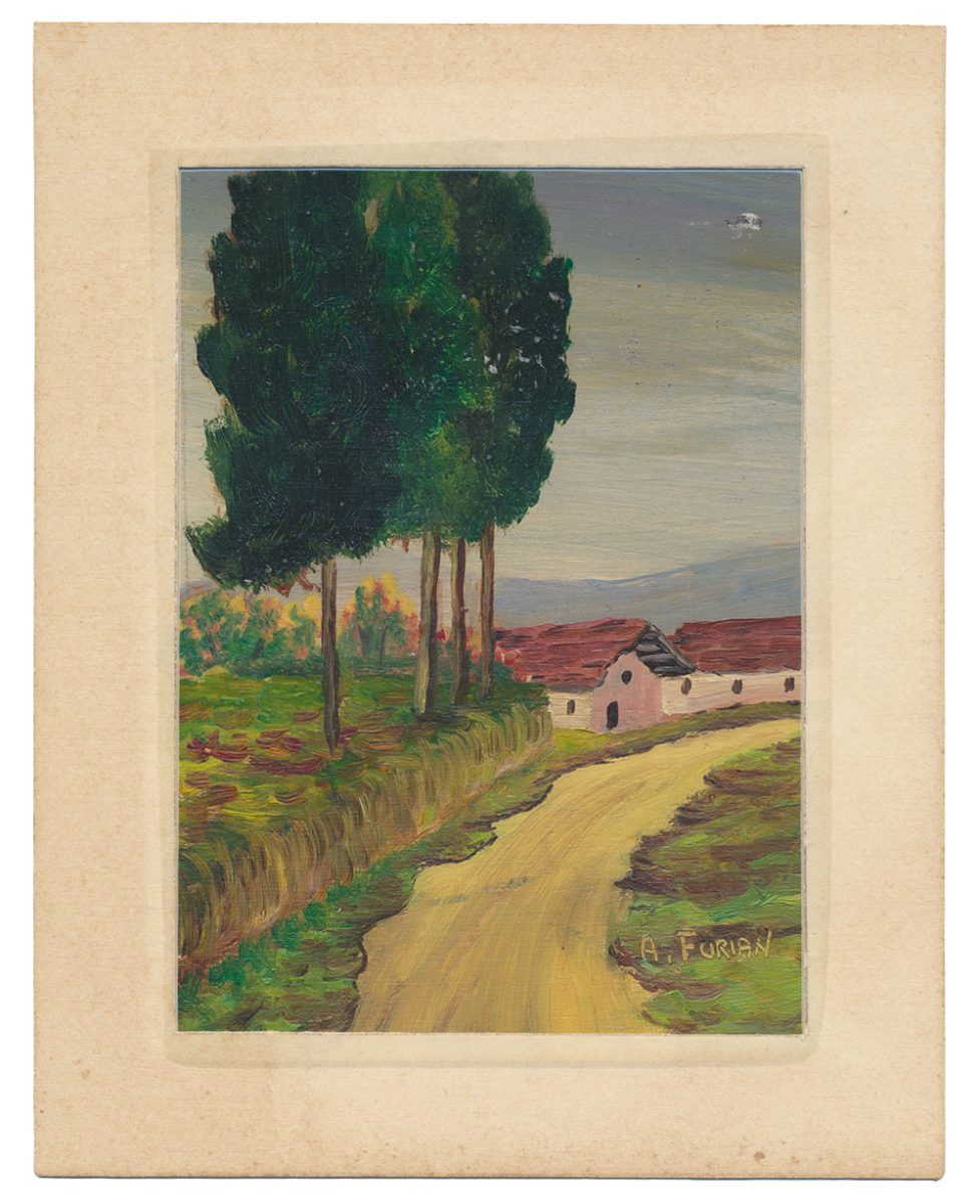 Angelo -Furian. Olio-su-tavola (con passepartout). 1962