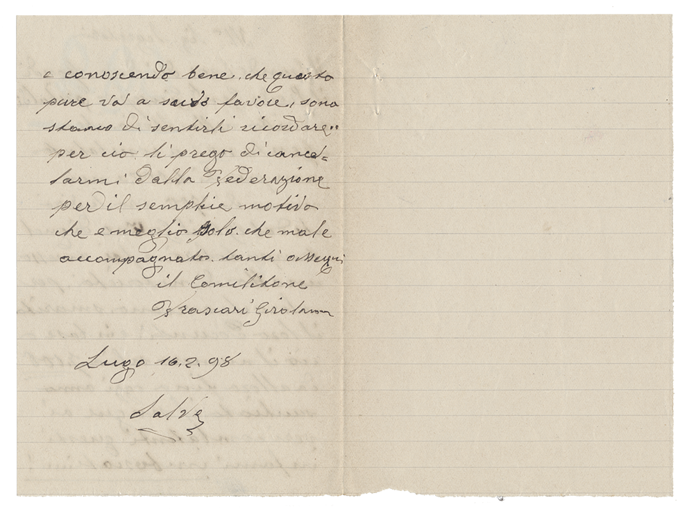 Frascari Girolamo,lettera,1898(?) 2