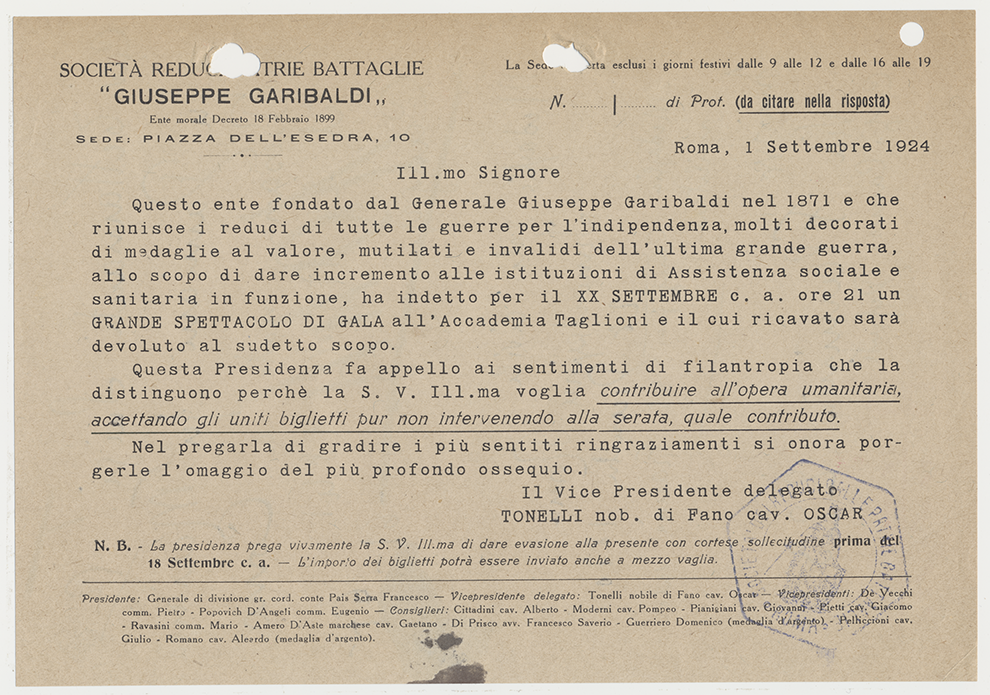 1924 invito Tettamanti Luigi
